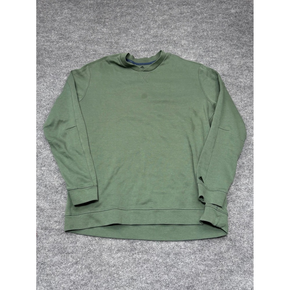 Adidas Mens 2XL‎ Olive Green Crewneck Sweatshirt Long Sleeve Pullover Athletic